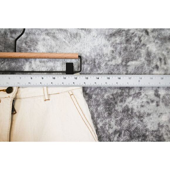 CO Collections Pants 24 Womens Wide Leg Ankle Ecru Ivory White Denim Jeans - Picture 3 of 6